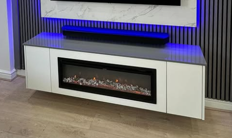 Media wall units with fireplace